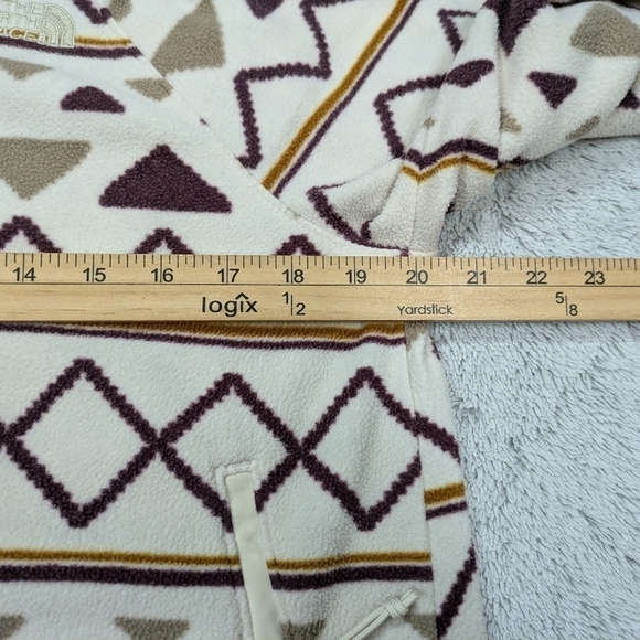 The North Face Jacket Women's M White Glacier Alpine Stripe Fleece Aztec Hoodie  - Picture 4 of 9